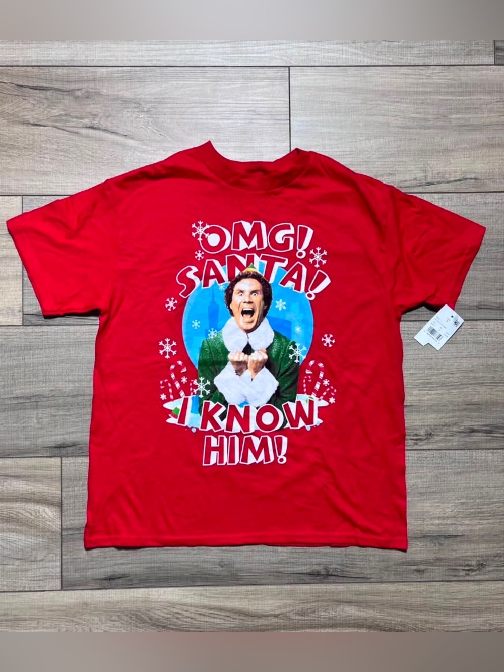 Elf Boys OMG! Santa! I know Him! Will Farrell Christmas Shirt Boys Size S‎ Red